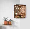 LED-Lit Wooden Pooja Mandir with Corner Mandir Design