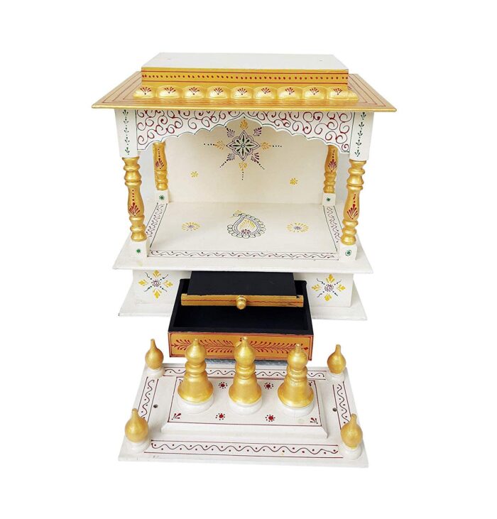 White Pooja Mandir with Door