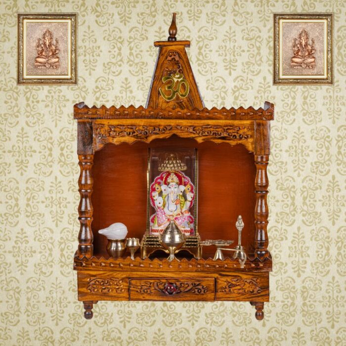 Wall Hanging Wooden Pooja Temple Ghar - Elegance and Spirituality