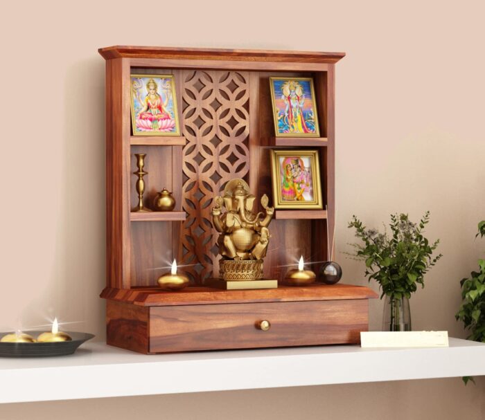 Elegance in Simplicity: Puja Mandir with Wooden Temple Simple Designs