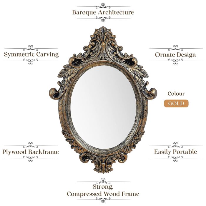 Elevate Your Space with Ornate Elliptical Vintage Wall Mirror Decor