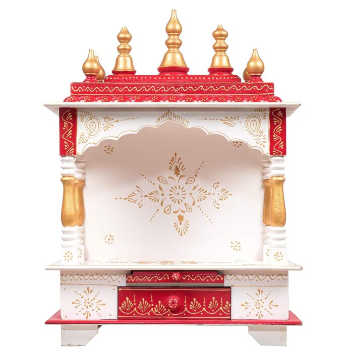 Graceful Wodden Temple in White and Red