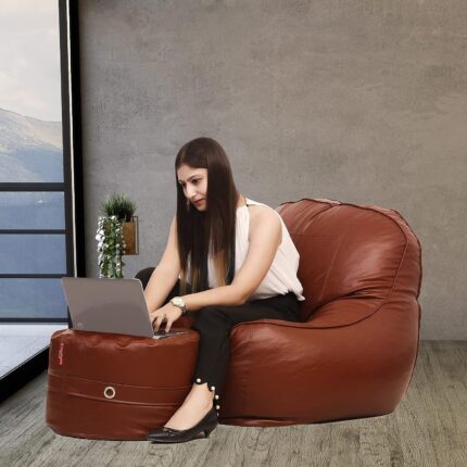 XXXL Luxury Round Luxury Bean Bag Sofa with Footrest - Opulent Comfort and Style