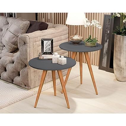 Contemporary Elegance: Teardrop-Shaped Coffee Table Set of 2