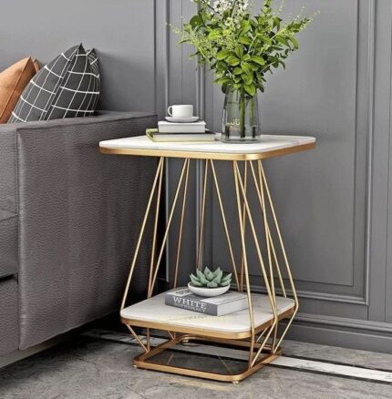 The White-Gold Coffee Round Accent Table