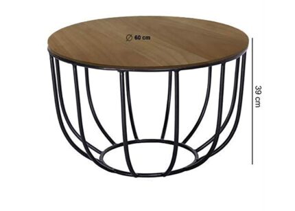 Round coffee table india with Black Metal Base